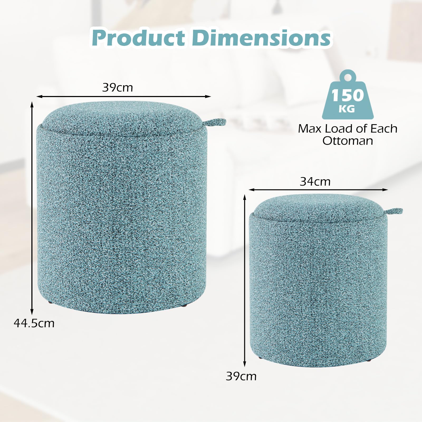 Hocker Höhenverstellbar Casaria® Roll 2er Set 10cm Polsterung 46-60cm Höhe 360° Drehbar 35cm Rund Rollen Bürohocker Drehhocker Arbeitshocker Stuhl Grün Stuhl Schminktisch
