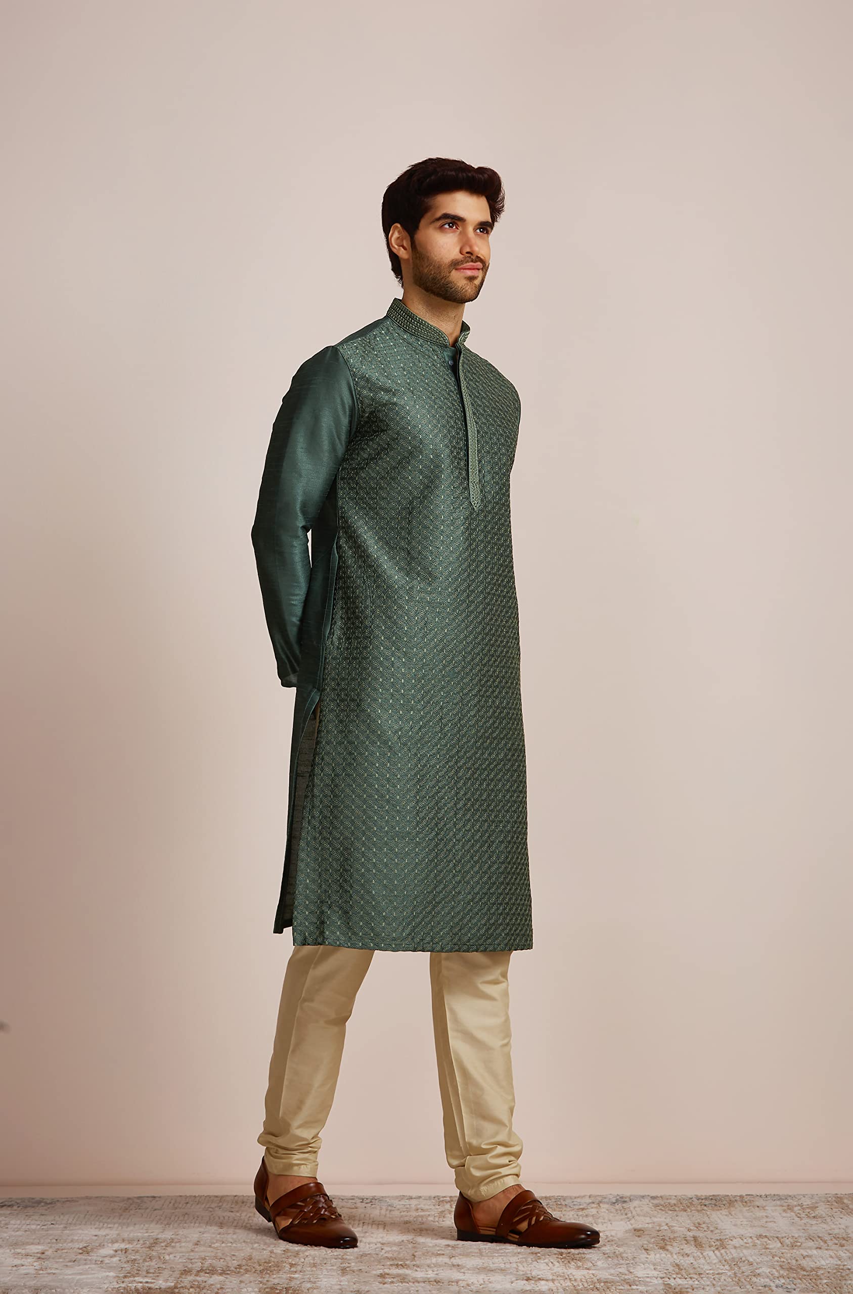 Manyavar Set Kurta da uomo lungo al ginocchio