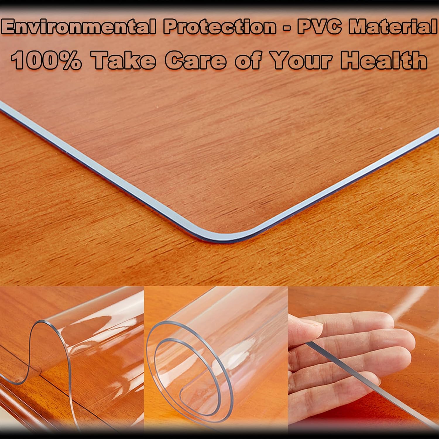 Tablecloth Plastic 16x24 Inch, Dust-Proof Shrink-Proof, Washable, Table Pads for Dining Room Table Easy Care Reusable, Outdoor Tablecloth for Dining Furniture Surface Desks, Clear 3mm