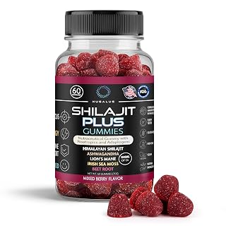 Shilajit Gummies with Ashwagandha, Sea Moss & Lions Mane - Pure Himalayan Shilajit for Men & Women - Beet Root Infused, Natural Energy & Focus - Vegan, Gluten-Free 60 Count, Mixed Berry | USA - Amazon product rated Grade B