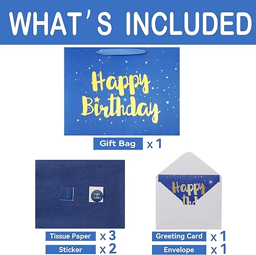 Miniatura 9 de Bolsa de regalo grande de 13 pulgadas para fiesta de cumpleaños de hombres, fiesta de cumpleaños de niños o niños, baby shower