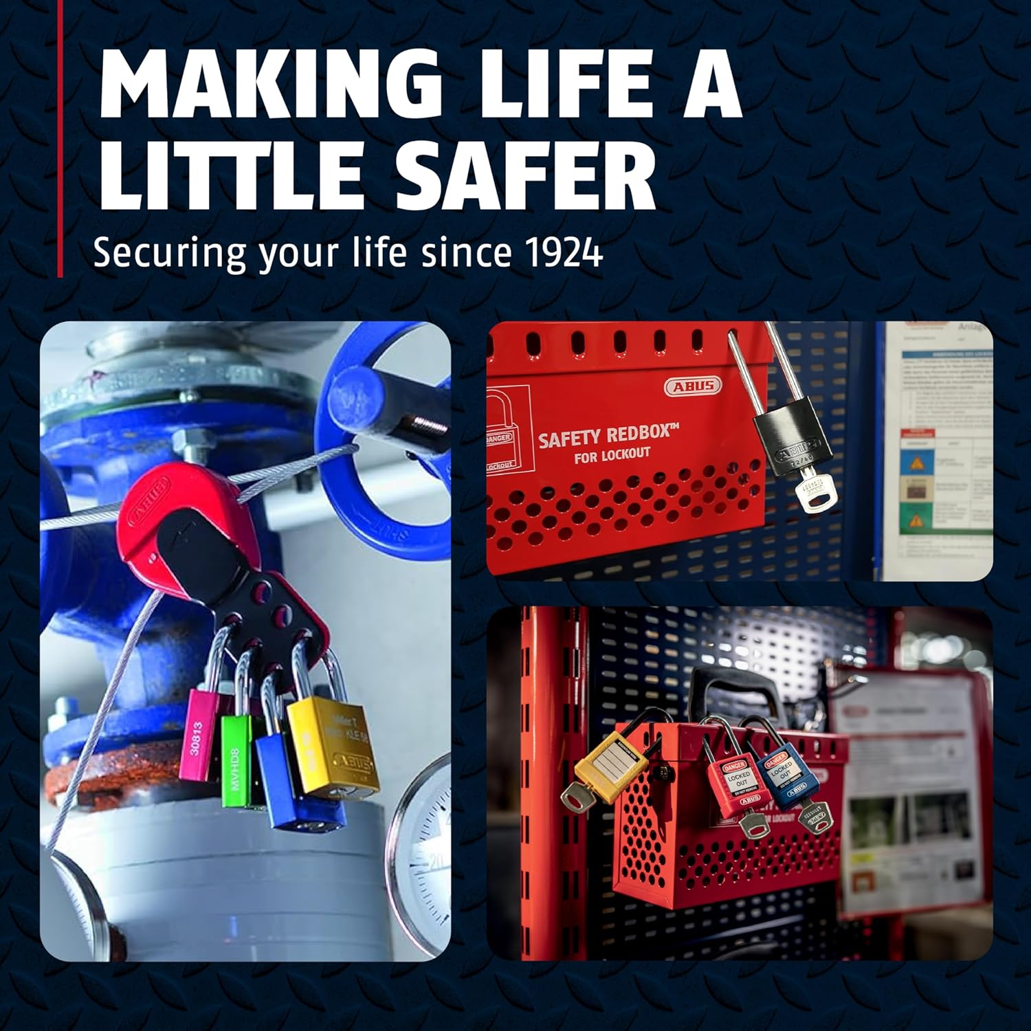 ABUS Premium Lockout Tagout Padlocks -10 Pack, OSHA Compliant Insulated Loto Locks, Keyed Different, 1 Key Per Lock (10, Yellow)