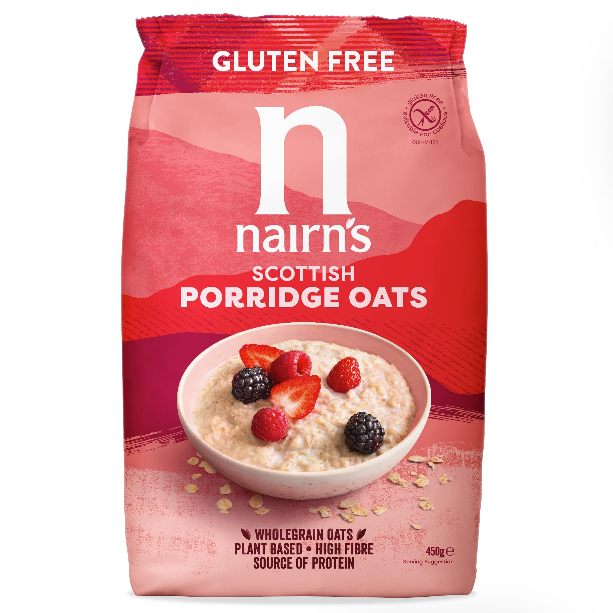 Nairn's Gluten Free Scottish Porridge Oats - 450g - Wholegrain Oats - High in Fibre, Source of Protein - No Added Salt or Sugar - Suitable for Coeliacs - Pack of 6