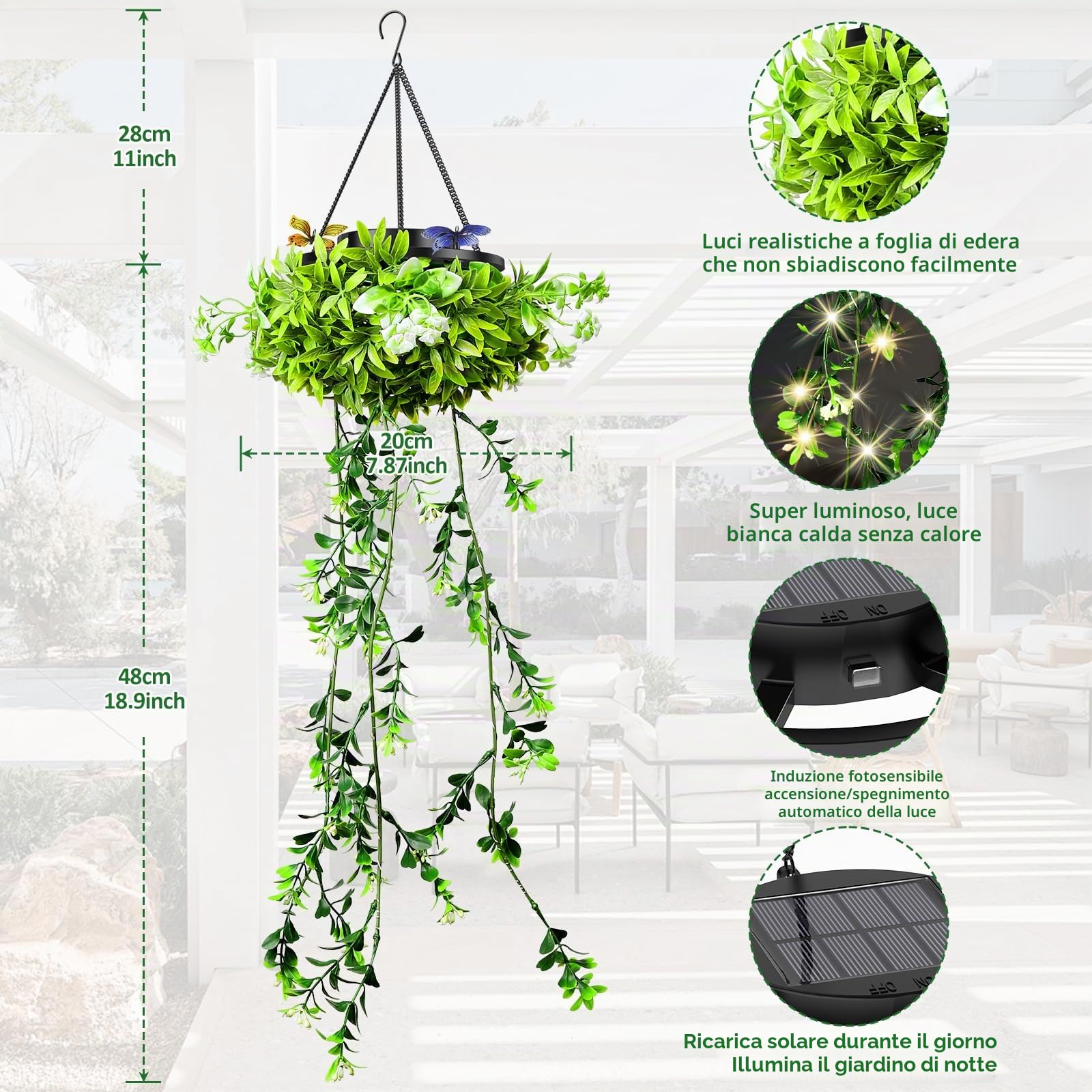 Luce solare da giardino per esterni, confezione da 4, 66 luci LED artificiali, IP65, impermeabile, ideale come regalo di compleanno per donne, mamme e neolaureate.