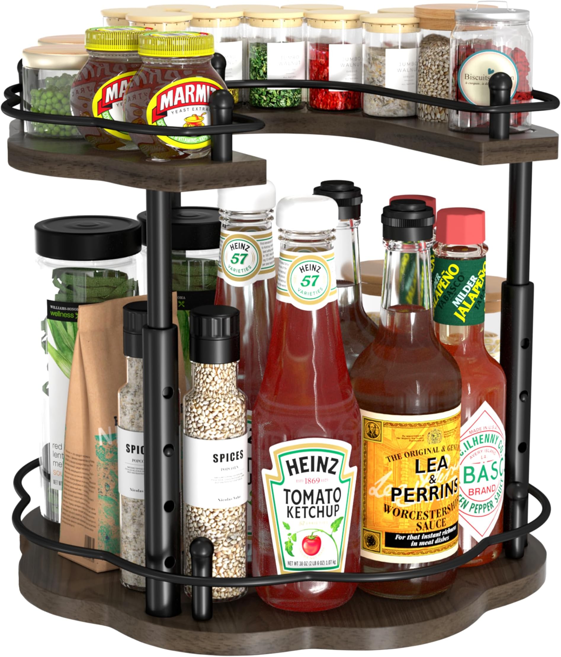 Fayoo Lazy Susan Organizer 2 Tier Rotating Spice Rack 360
