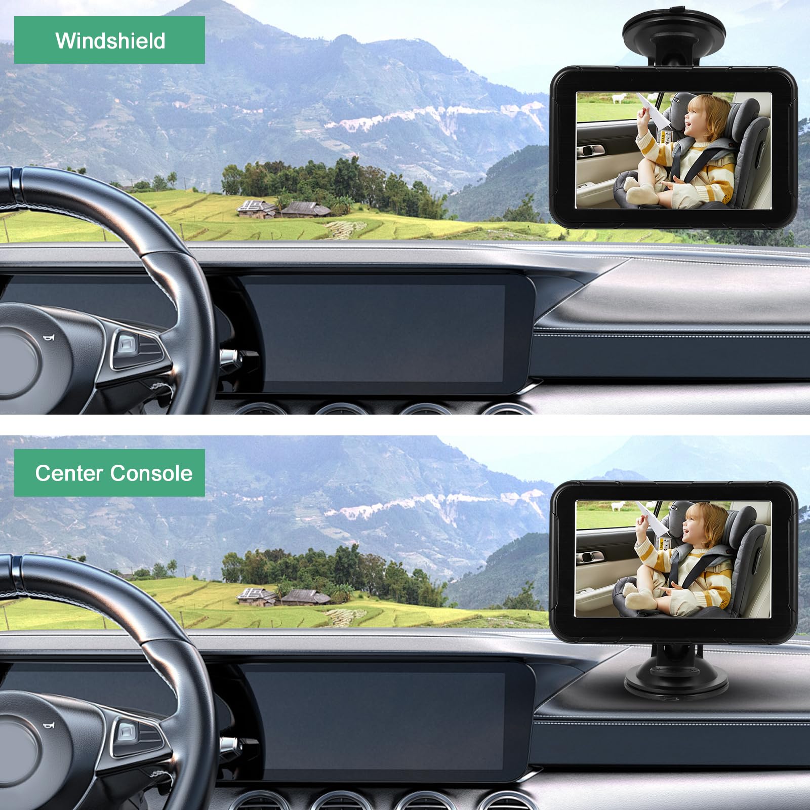 Shkalacar Specchio per Auto per Bambini, Monitor per Bambini da 5'' HD 1080P con Telecamera per seggiolino Auto per Neonati Telecamera per Sedile Posteriore con Ampia Visione Chiara per Neonati