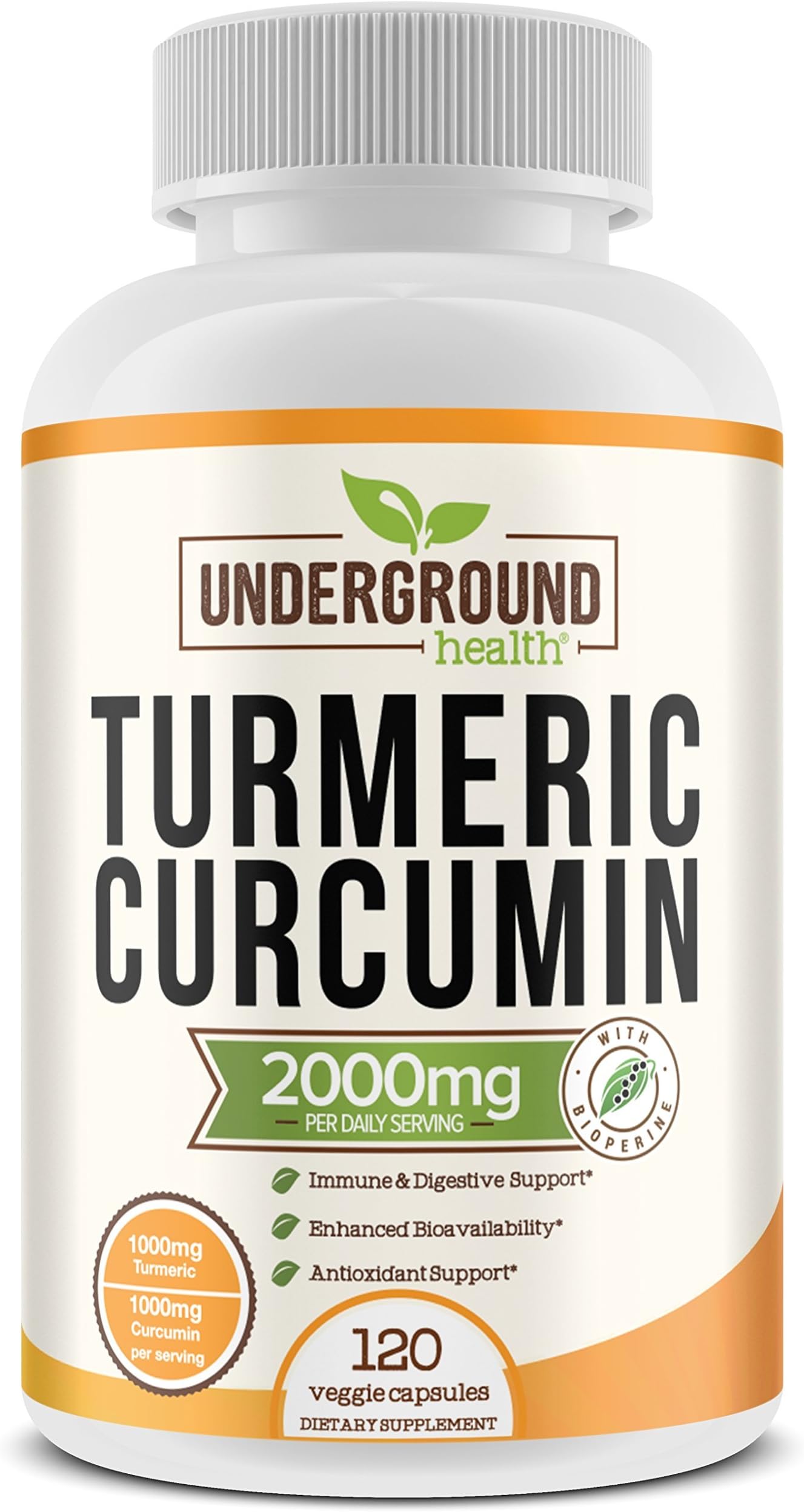 Turmeric Curcumin with BioPerine 2000mg. Highest Potency Available. Premium Joint & Healthy Inflammatory Support with 95% Standardized Curcuminoids. Non-GMO, Gluten Free Capsules with Black Pepper