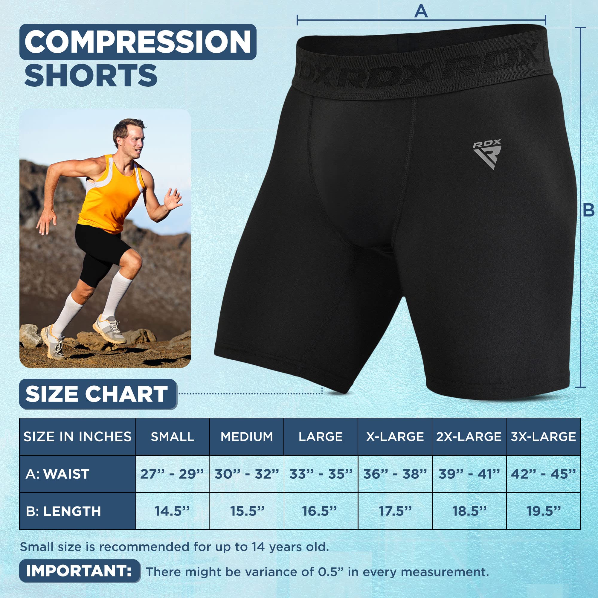 RDX Short De Compression d'Entraînement, Parfait Por Grappling,Sparring, Arts Martiaux, Cage Fight, Base Layer Thermique por Hommes Femmes Gym à Domicile Fitness Musculation Fonctionnement