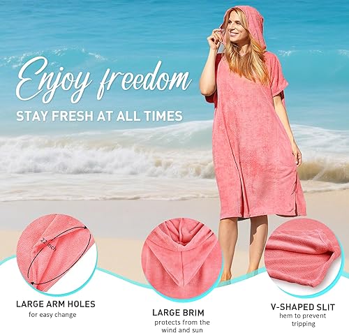 Miniatura 2 de Toalla cambiadora de poncho de surf con capucha, traje de neopreno de microfibra de secado rápido para surf, playa, natación, piscina, deportes