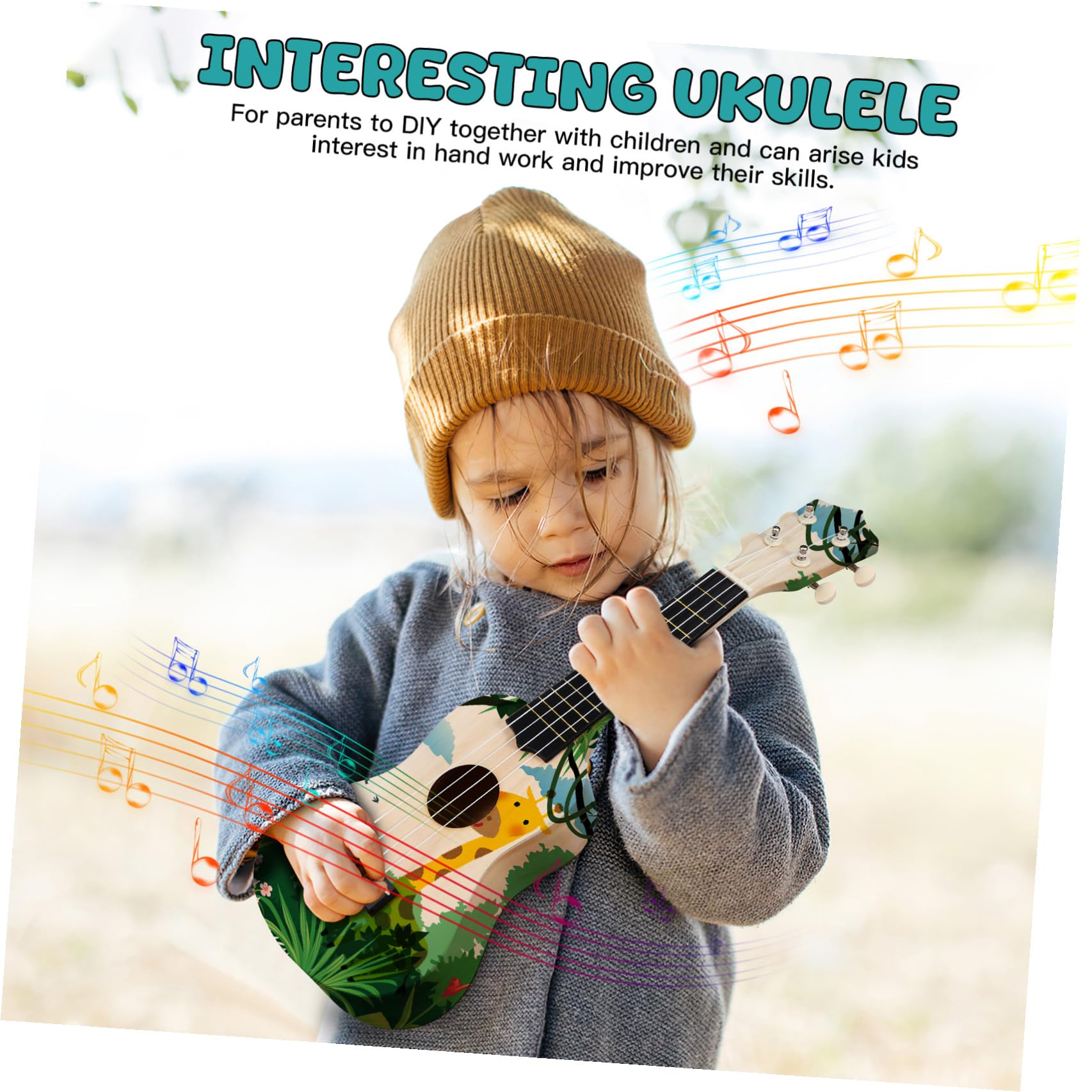 VANZACK 3 Juegos Kit de Ukulele DIY Materiales para Construcción Manual Instrumento Musical Educativo para Interacción Creativa