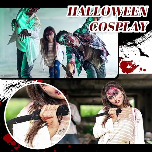 Miniatura 4 de 12 piezas de cuchillo falso retráctil de plástico a granel, cuchillo de juguete de daga desaparecida, juguete de truco, hoja falsa para Halloween,