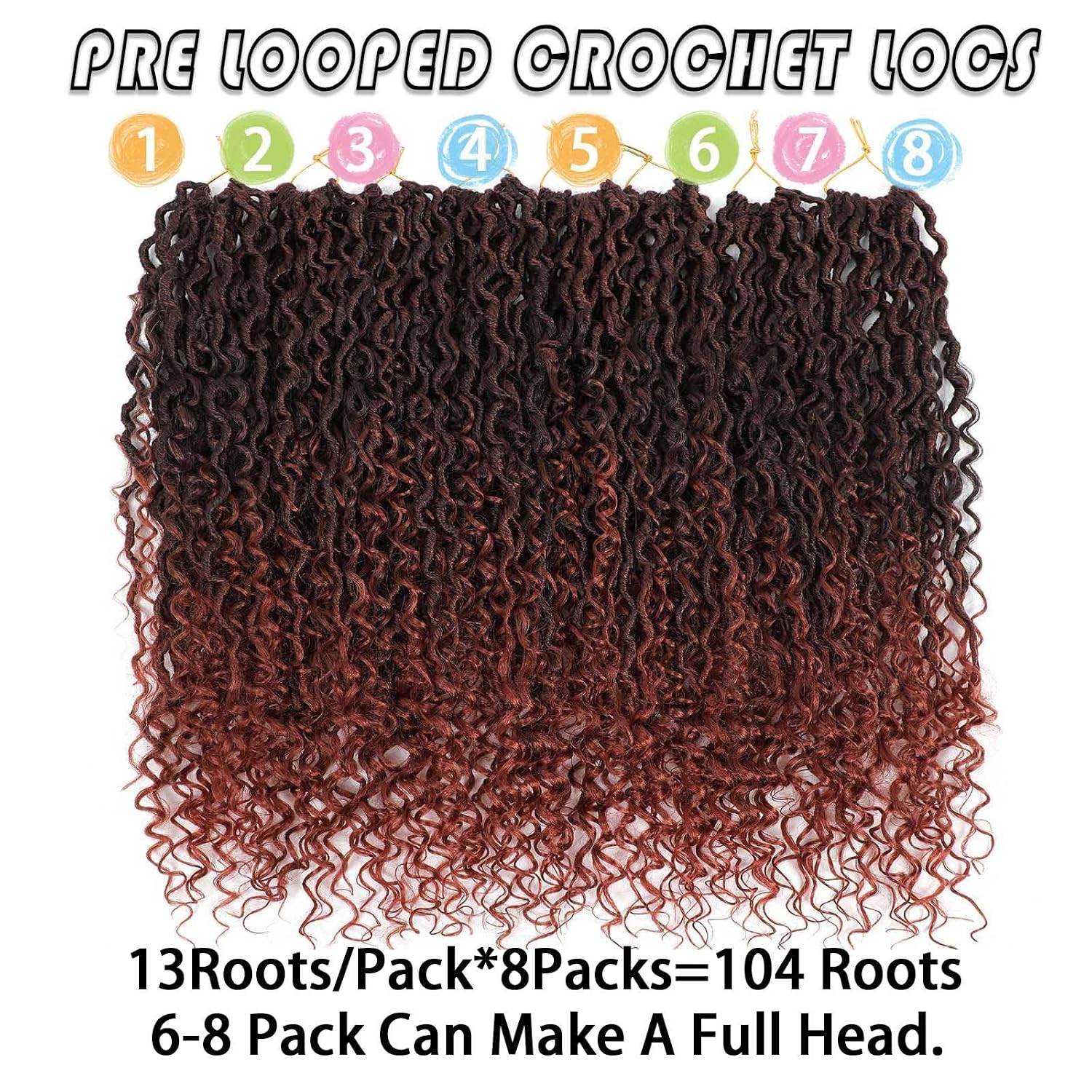 Col Bling Goddess Locs Crochet Hair 18 Inch 8 Packs Faux Locs Crochet Hair for Women Pre Looped Crochet Boho Goddess Faux Locs Crotchet Hair with Curly Ends #1B/350