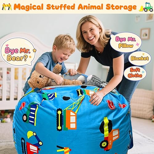 Miniatura 93 de Lukeight - Puf de almacenamiento de animales de peluche para niños, con cremallera para organizar habitaciones de niños pequeños y niños (terciopelo