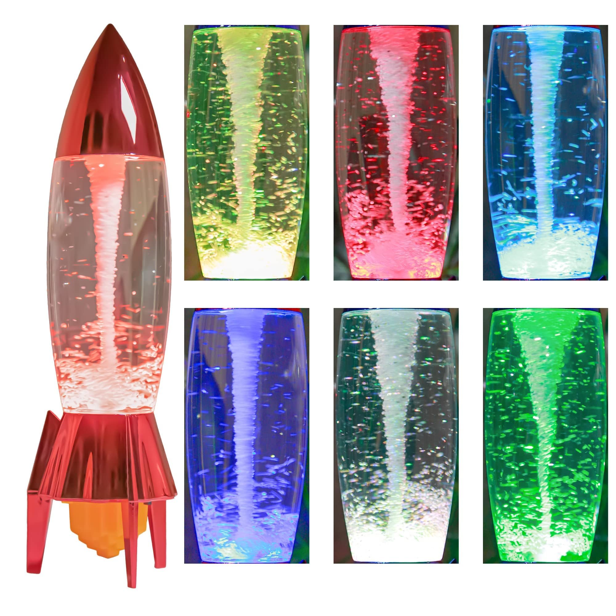 YAKii 11" Rocket Tornado Lamp LED Color Changing,Tornado Maker Science Battery/USB Cable Operated,Christmas Day Decoration Red