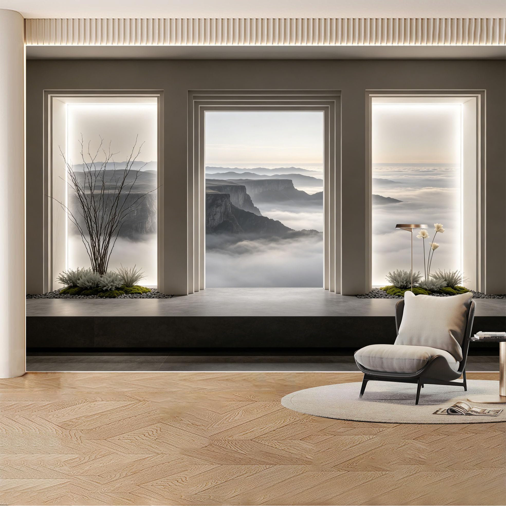 Custom Wall Mural Wallpaper Misty Desert Landscape Nature Modern 3D Effect Wall Decor Minimalist Nordic Luxury Removable SelfAdhesive Large Photo for Living Room， Bedroom， Office