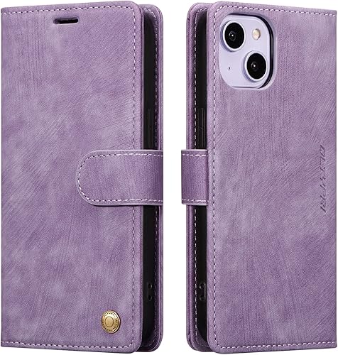 QLTYPRI Funda para iPhone 13, funda de piel sintética con cierre magnético, soporte para tarjetas, función atril, a prueba de golpes, funda