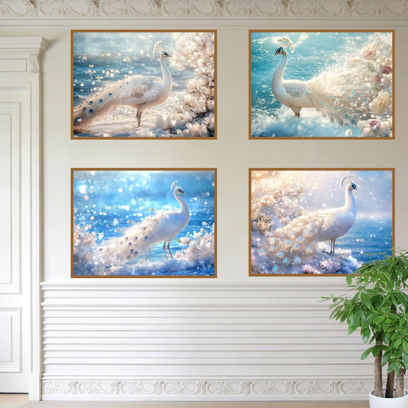 Malarstwo diamentowe krajobraz 70 x 50 cm kwadratowy obraz diamentowy 4 sztuki 2026 nowy zestaw do malowania diamentami 5D z akcesoriami, prezenty świąteczne, dekoracje świąteczne i noworoczne i