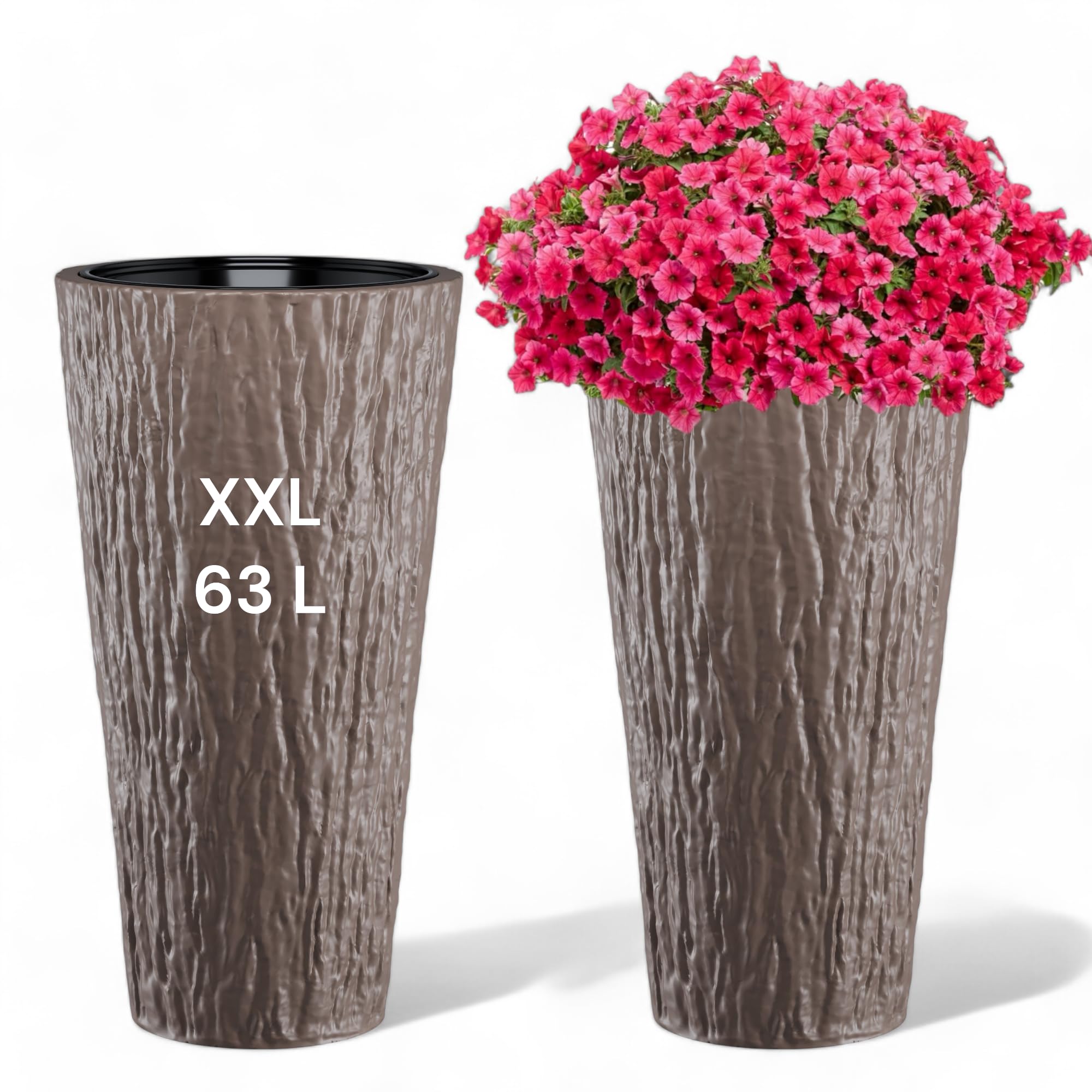 Pot De Fleurs Meltom Avec Insert Cannelé Rond Amovible, Coloris : Blanc