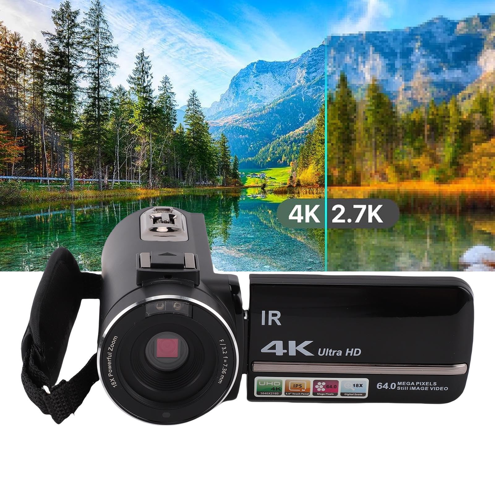 Caméra Vlog 4K, Zoom 18X, pour Vidéos