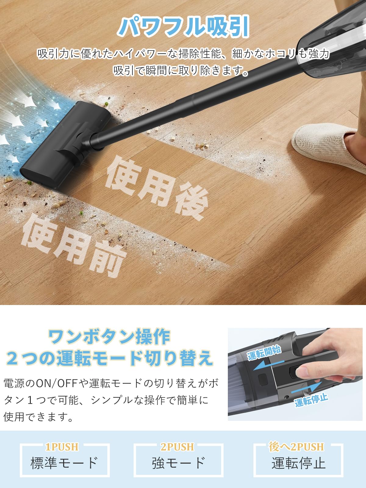 Amazon.co.jp: 掃除機 コードレス コードレス掃除機 スティック型 2WAY 