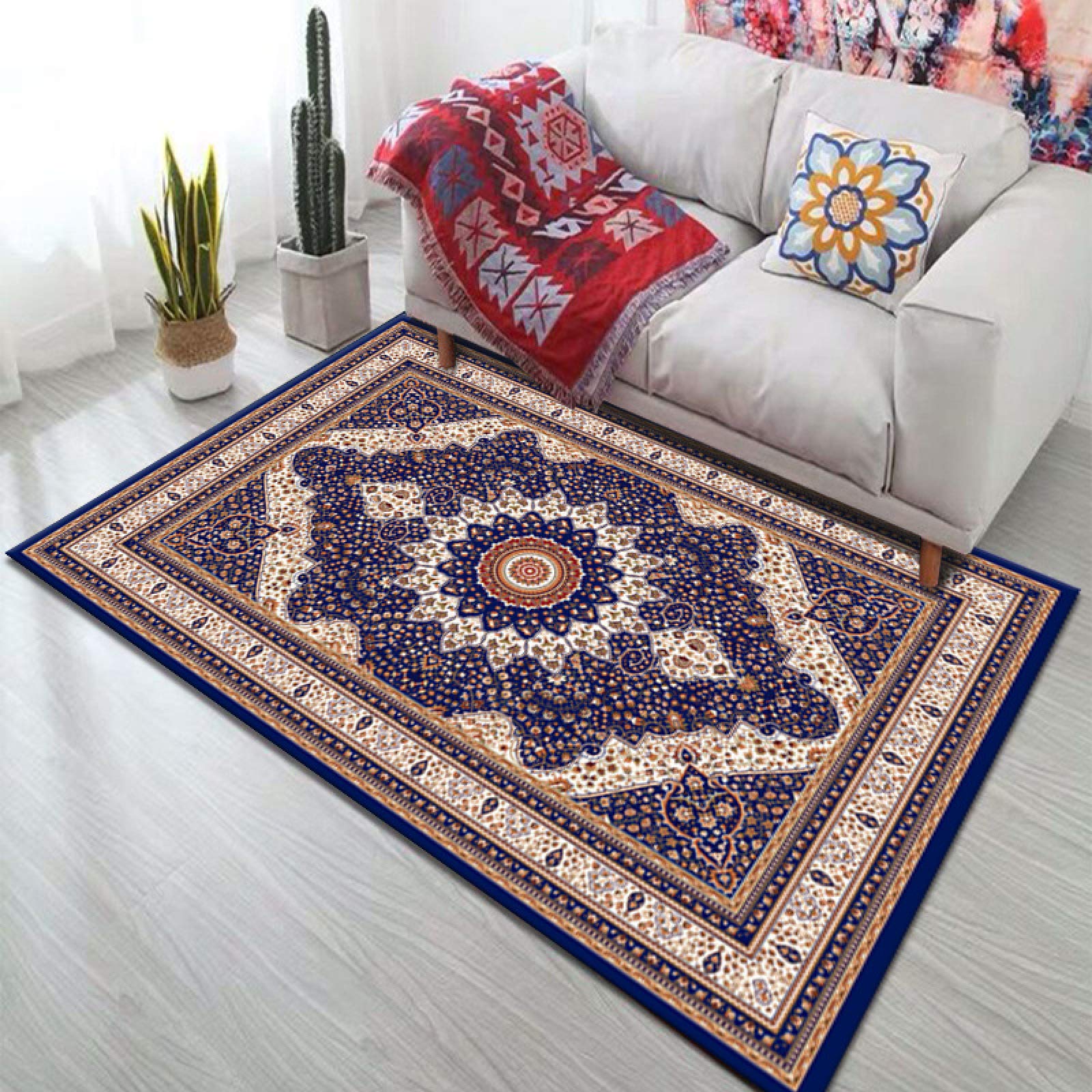 Tapis pour salon rétro NF tapis de sol ethnique chambre 120x200cm antidérapant
