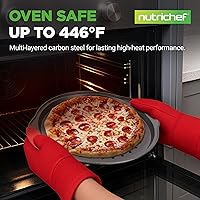 Vista 7 de NutriChef 3-Piece Pizza Tray Set with Silicone Handles - Round Nonstick Pizza Pan with Perforated Holes, Durable Carbon Steel, Small, Medium, Large