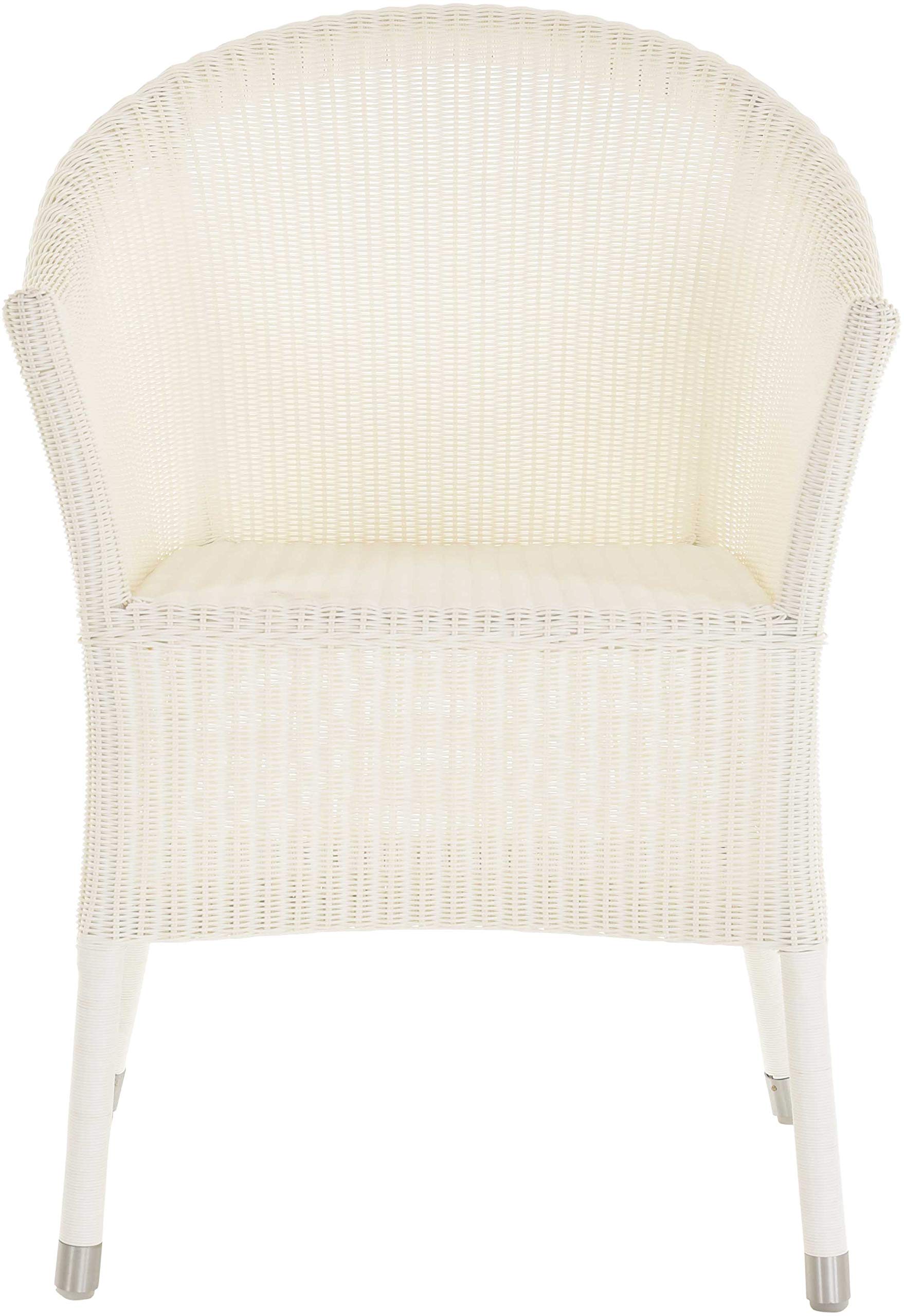 Poly-Rattansessel mit Armlehne Gartensessel Poly Rattan Sessel Stuhl mit Alurahmen Gartenmöbel Outdoor (ohne Kissen, Weiß)