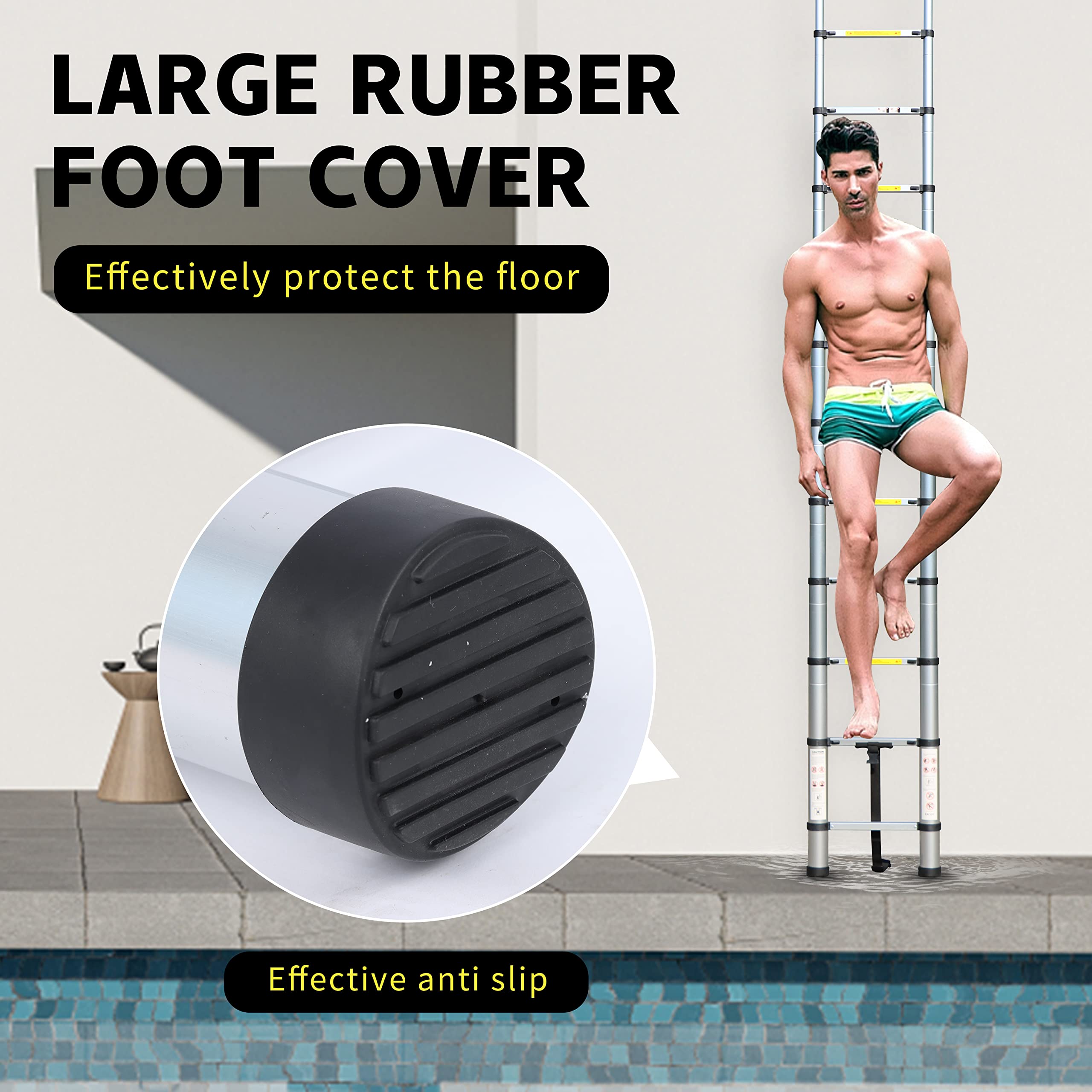 NORTHERN STONE Scala Telescopica 2,6 m Scala a Soppalco Multiuso in Alluminio Allungabile, Pieghevole e Portatile, Carico Massimo 150kg/330lb, Gradino Regolabile, EN131 (2,6 m)