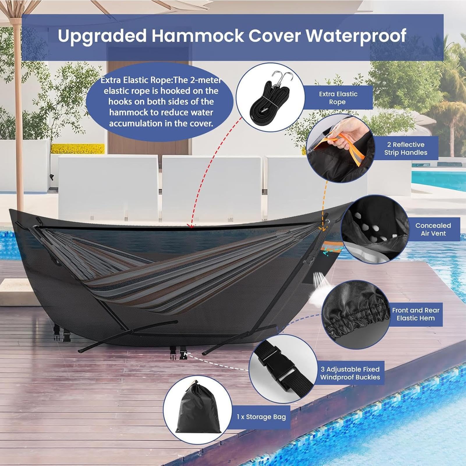 de hamaca Protector Resistente al Agua y Polvo | Cubierta de Hamaca Impermeable para actividades al aire libre: senderismo, bicicleta, ciclismo, montaña, pesca, picnic y