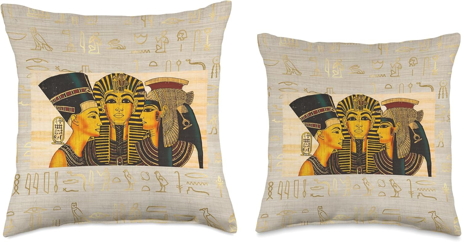 Ancient Egyptian Queen Nefertiti, Cleopatra , king tut Throw Pillow