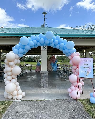 Miniatura 4 de Globos de látex rosa y azul, paquete de 50 globos de fiesta de 12 pulgadas, rosa, azul, blanco, con cinta de 33 pies para revelación de género, baby