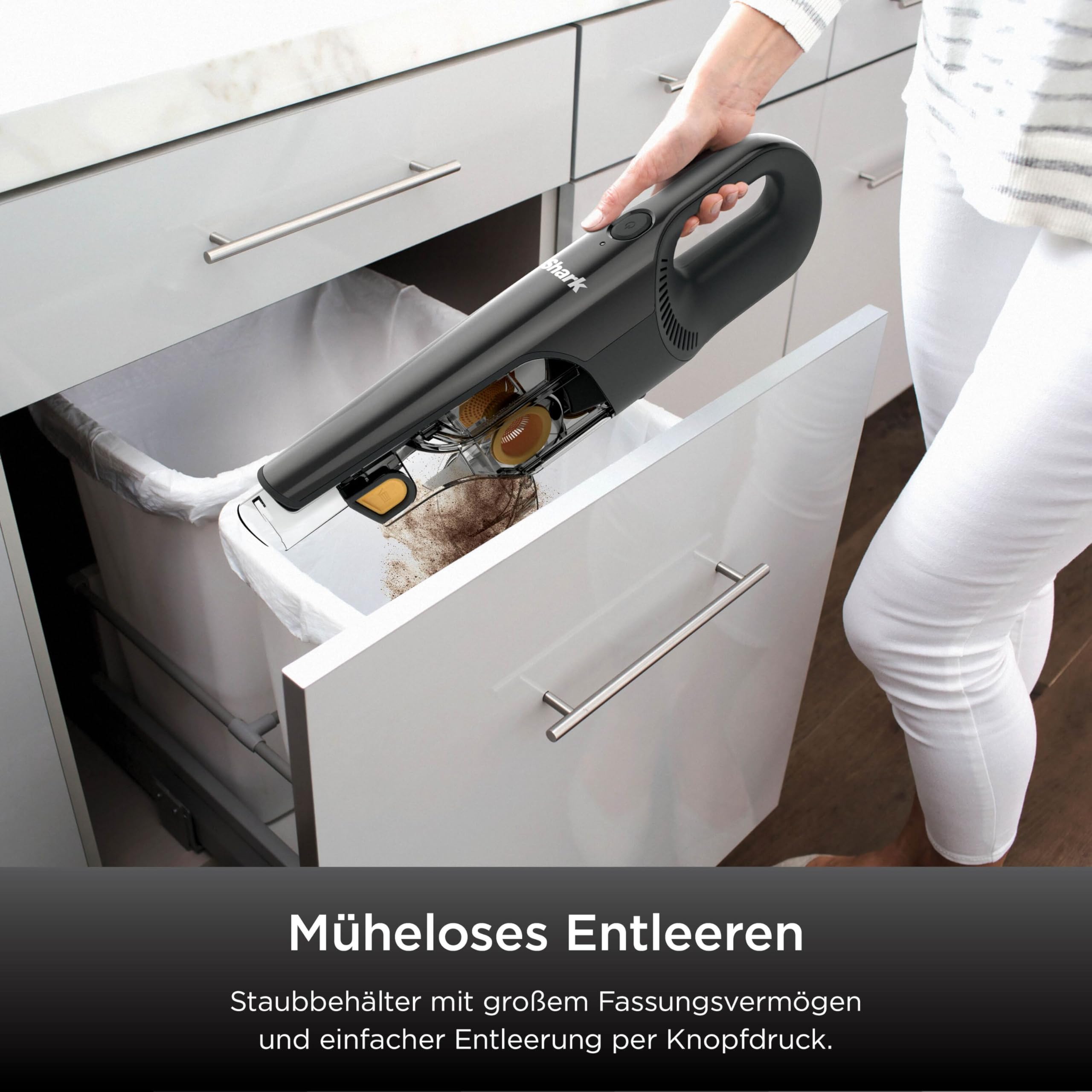Shark HandVac kabelloser Handstaubsauger [CH950EUT], Modell für Haustierbesitzer, kabelloser Staubsauger, Schwarz | mit motorisiertem Tierhaar-Aufsatz, Fugendüse & Bürste, 10 Min Laufzeit, 0,45L Staubbehälter