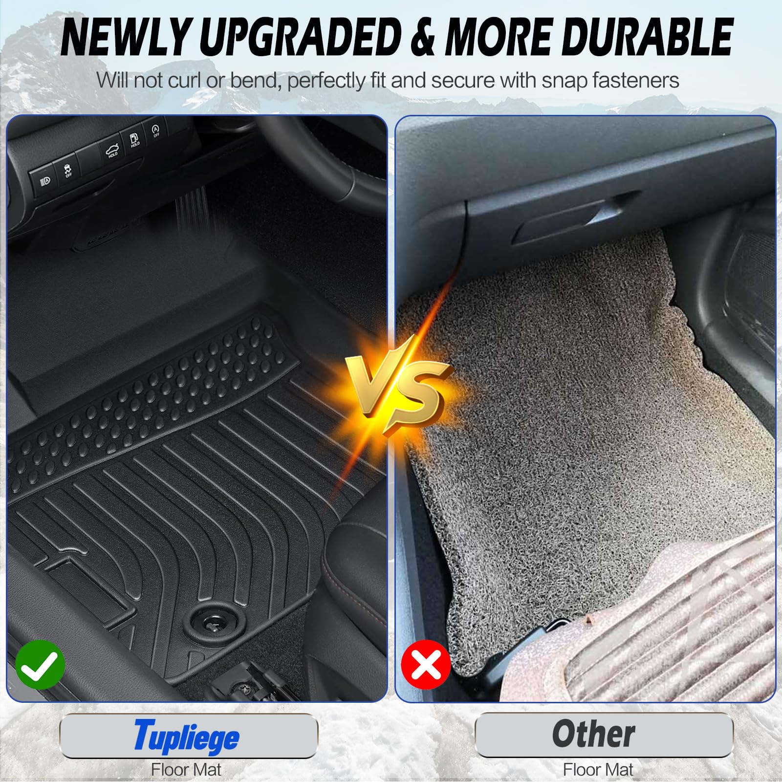 All Weather Rubber Car Floor Mats Compatible with 2012-2018 Ford Focus TPE Rubber Full Set Includes 1st 2nd — view 6