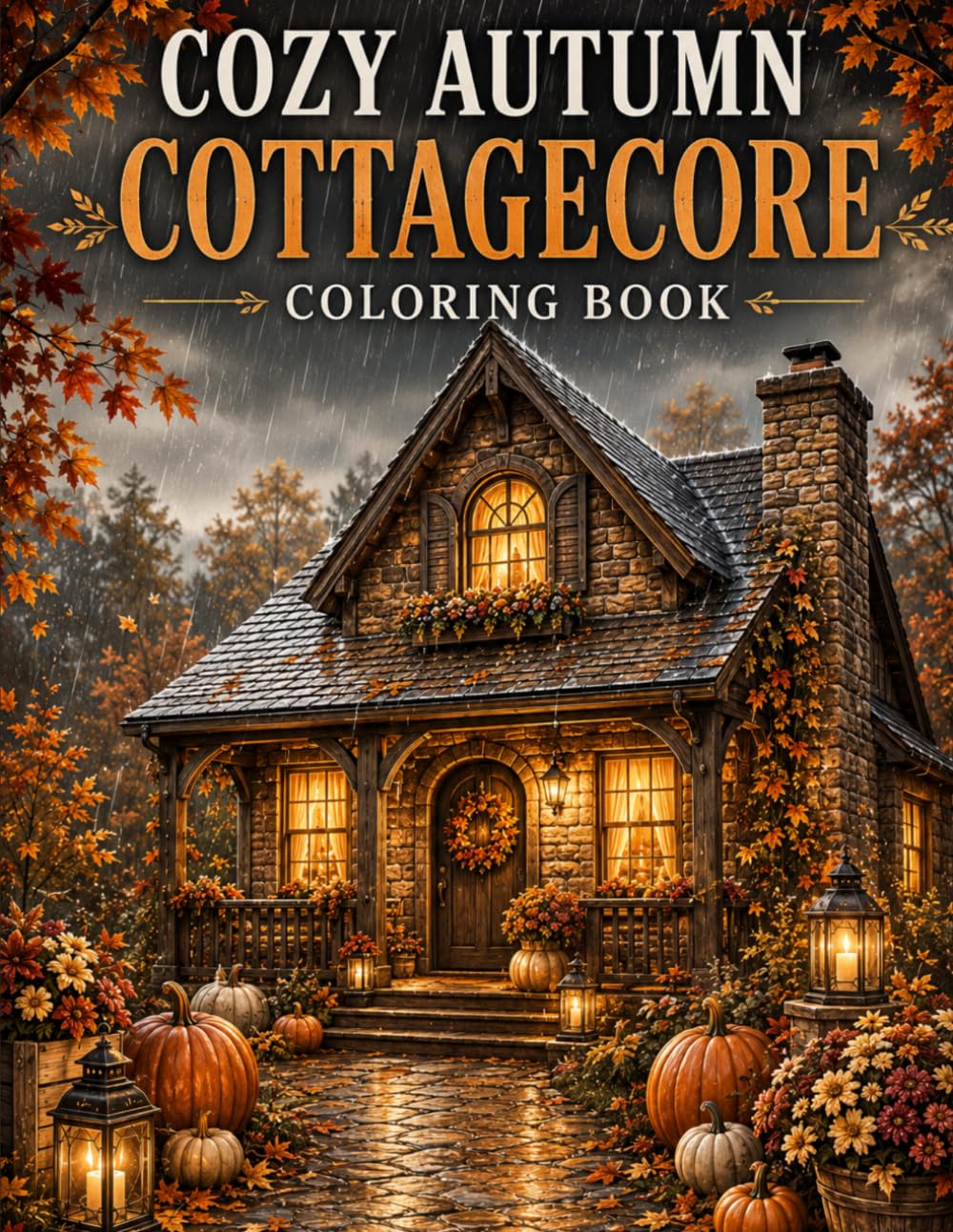 Cozy Autumn Cottagecore Coloring Book: 40 Relaxing Autumn Scenes