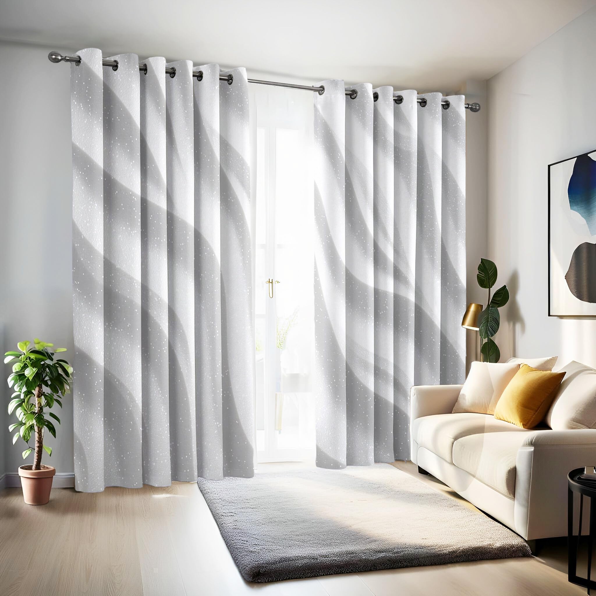 Isolanti Per Camera Da Letto Stampa 3D Curva D'Onda Bianco 2 Pannelli 132X160Cm(L X A) Tende Soggiorno Consistenza Morbida Decorazione Motivo Finestra Bambini Tenda Oscuranti Occhielli