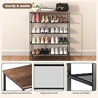 Vista 7 de Shoe Rack for Entryway, 5-Tier Metal Shoes Rack for Front Door Entrance, 16-20 Pairs Shoe Stand Organizer Sturdy Free Standing Industrial Shoe Shelf