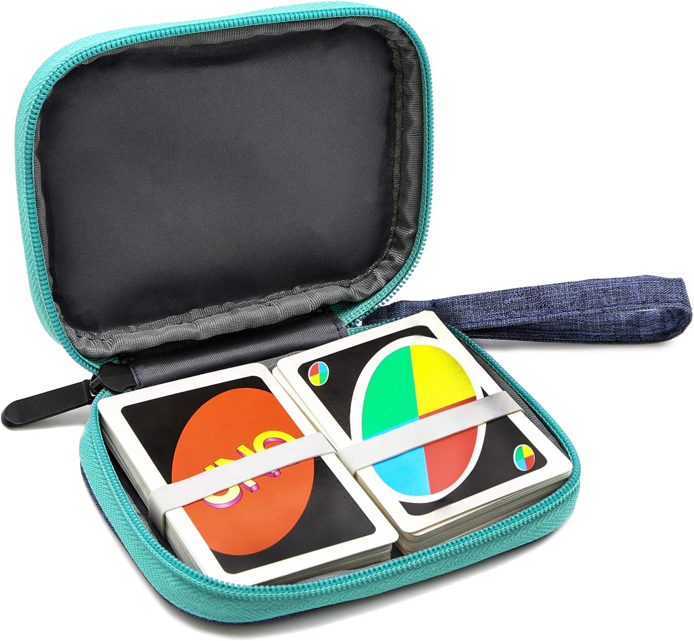 YSAGi Travel Carrying UNO Case Compatible Card Game, Fit up to 150 Cards, Soft Cloth Waterproof Anti-Scratch Around Protection Compatible UNO Card on The Outdoor Gaming or Camping (Blue)