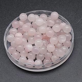 Venta al por Mayor, 50 Cuentas de Cuarzo Rosa Natural con Agujero Medio Perforado, Bolas Redondas de 8 mm