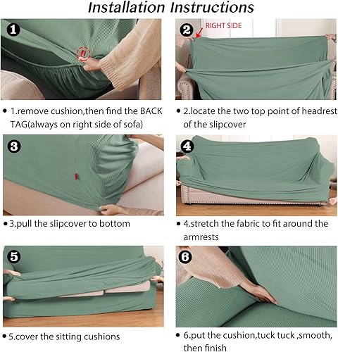 Miniatura 6 de Turquoize Funda para silla con funda de cojín separada, funda otomana, color cian oscuro