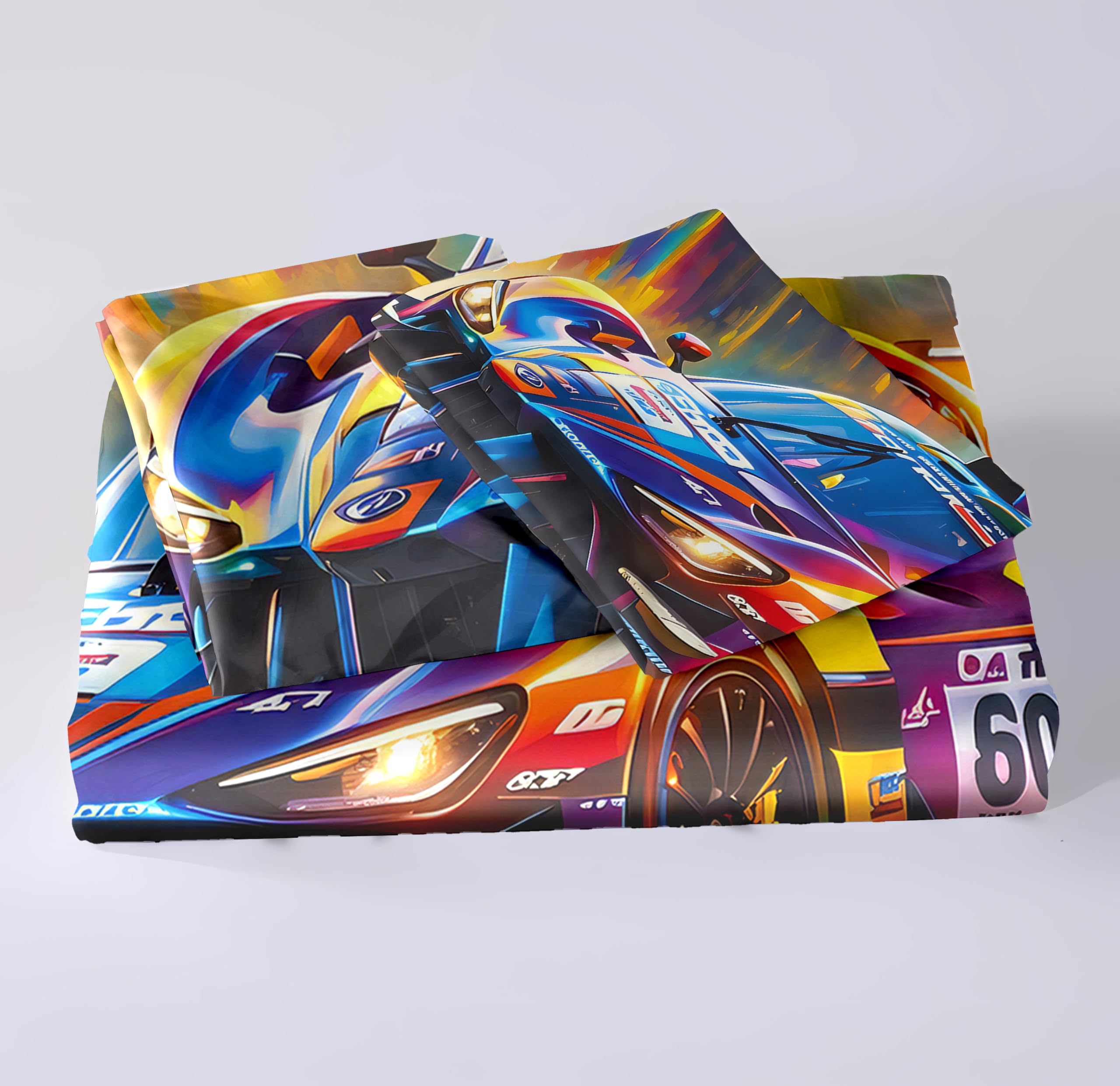 Copripiumino auto da corsa 135 x 200 cm per bambini, set da letto, auto da corsa, sport estremi, copripiumino in microfibra + 2 federe 50 x 75 cm (PC4)