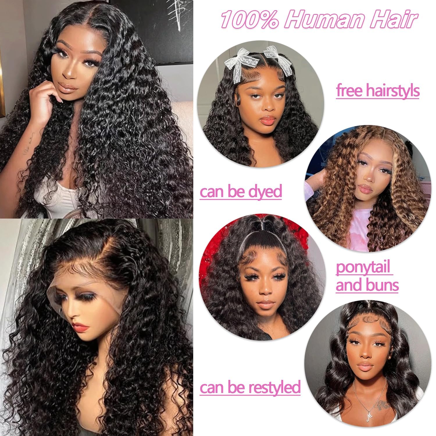 32 Inch Water Wave 13x6 HD Lace Front Wigs Human Hair Pre Plcked 200 Density Deep Part Curly Wig for Women with Hairline Water Wave Frontal Wigs Human Hair