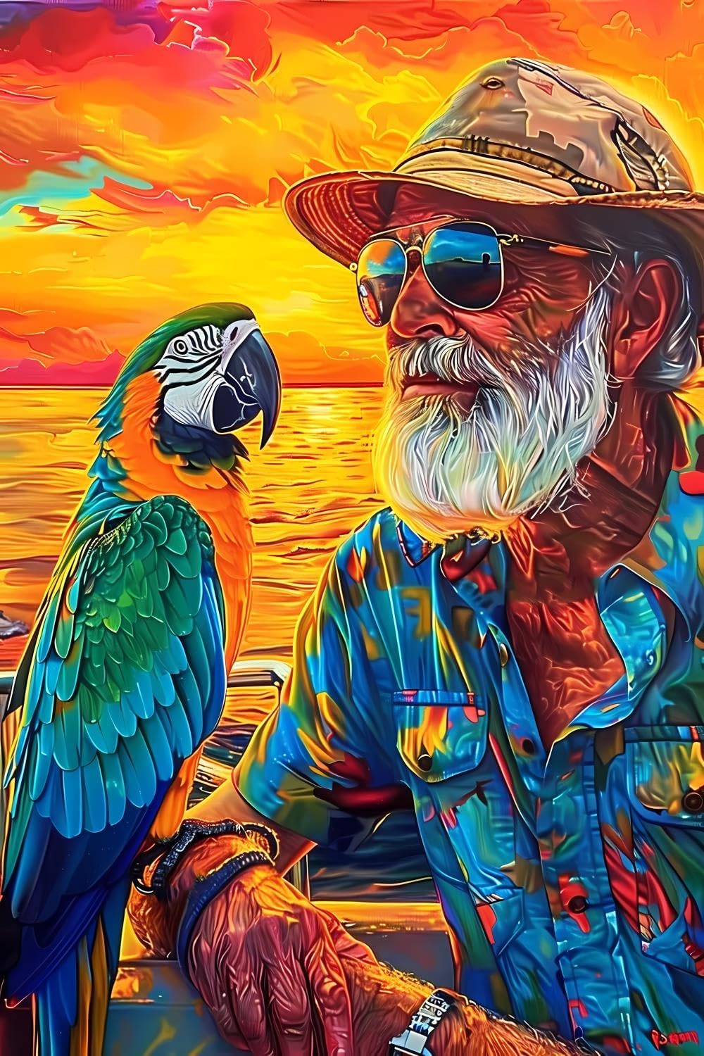 GUAIEUW DIY Parrot Diamond Painting, The Sunflowers and The Parrot Paint by Numbers for Beginners, Full Round Diamond Art Kits for Room Decor & Living Room Decor (12x18 inch)