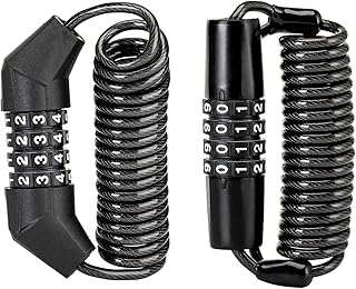 ROCKBROS Motorcycle Helmet Lock, Bike Helmet Lock, 4 Digit Little Cable Lock, Retractable Luggage Lock, Stroller Lock, 0.1...