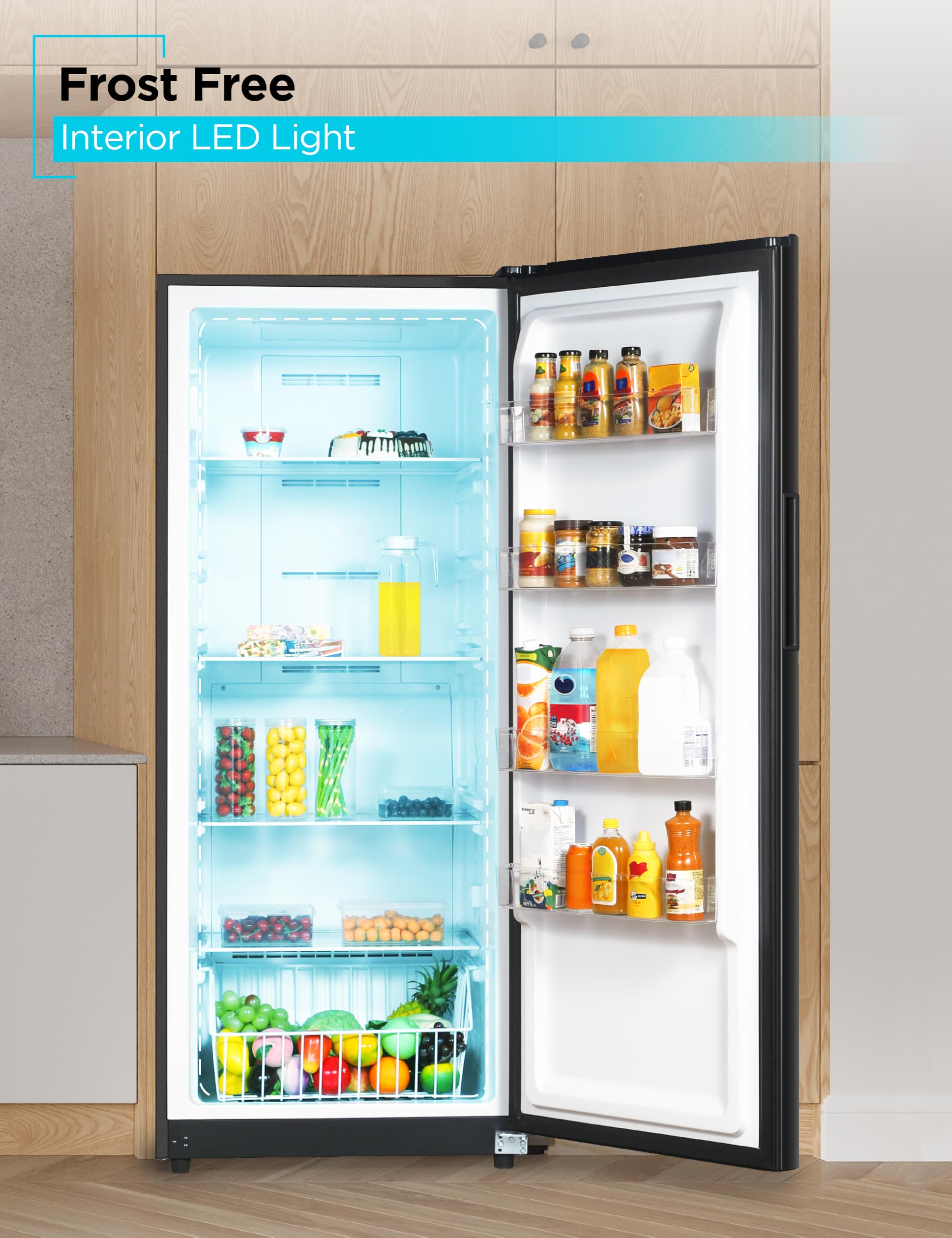 Black+Decker 17 Cu. Ft. Convertible Freezer Refrigerator, Upright Freezer With Glass Shelves, Energy Star Rated, Frost Free, Buc1700xb, Black on Fridge.com - View 4