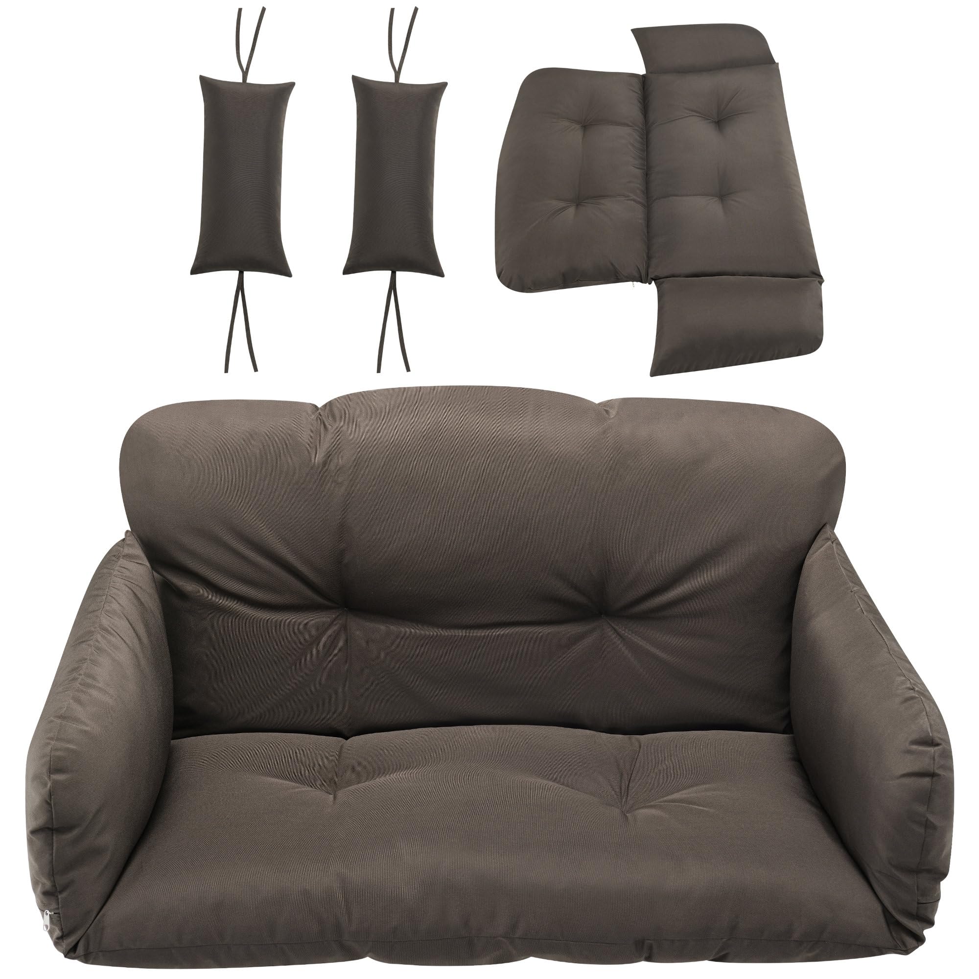 Fauteil hamac pour 2 Personnes avec châssis | Marron | Balançoire Suspendue XXL pour l’intérieur,l’Exterieur, terrasse | Fauteuil 2 Places en Osier, Fauteuil Suspendu en Oeuf
