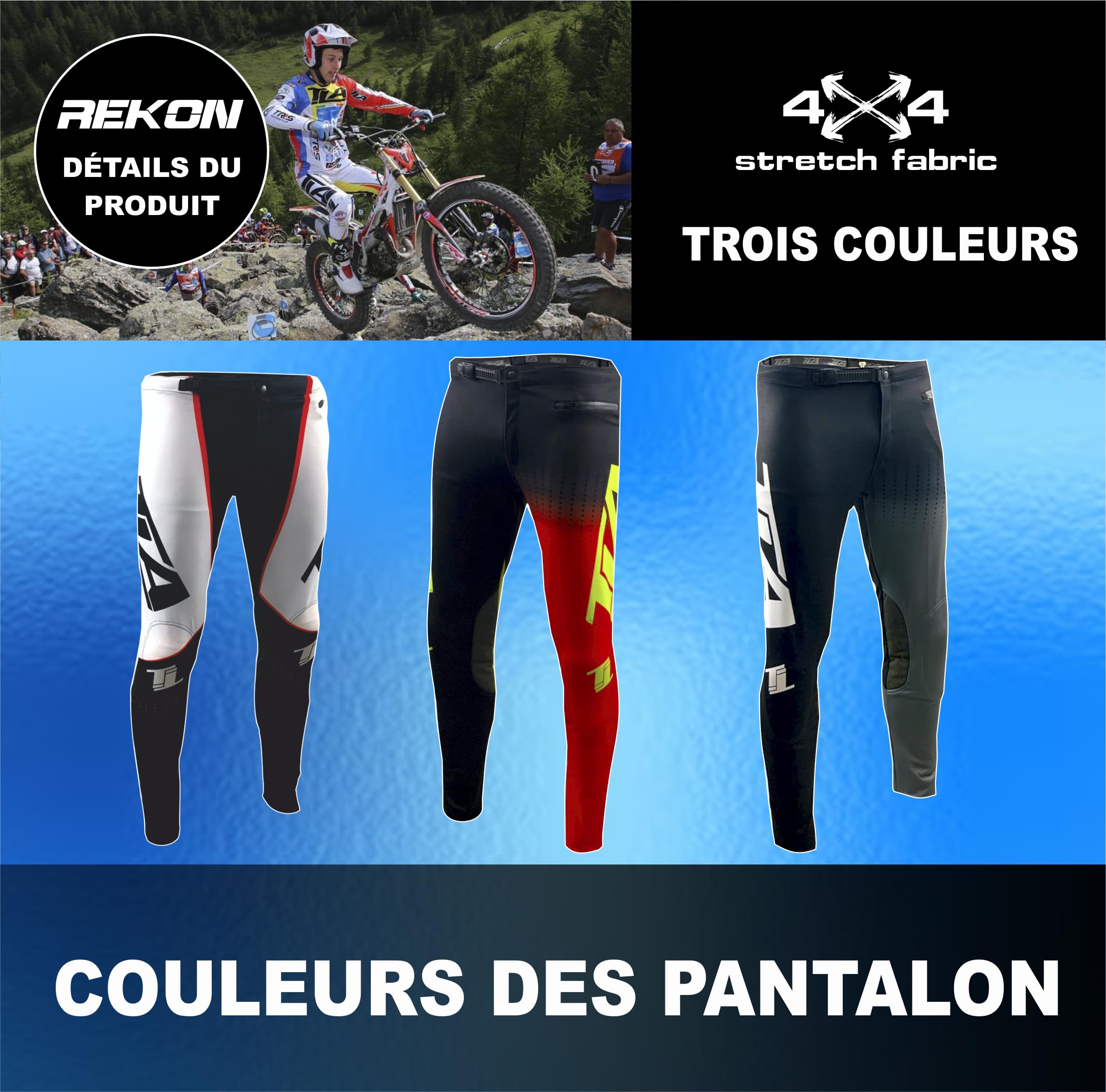 TLA REKON Pantaloni Moto Trial, MTB, BMX, Bici Protezioni Ginocchiere CE, Leggeri, Elasticizzati, Taglie Fino 4XL Uomo e Donna, Abbigliamento, Tuta, Moto Fuoristrada