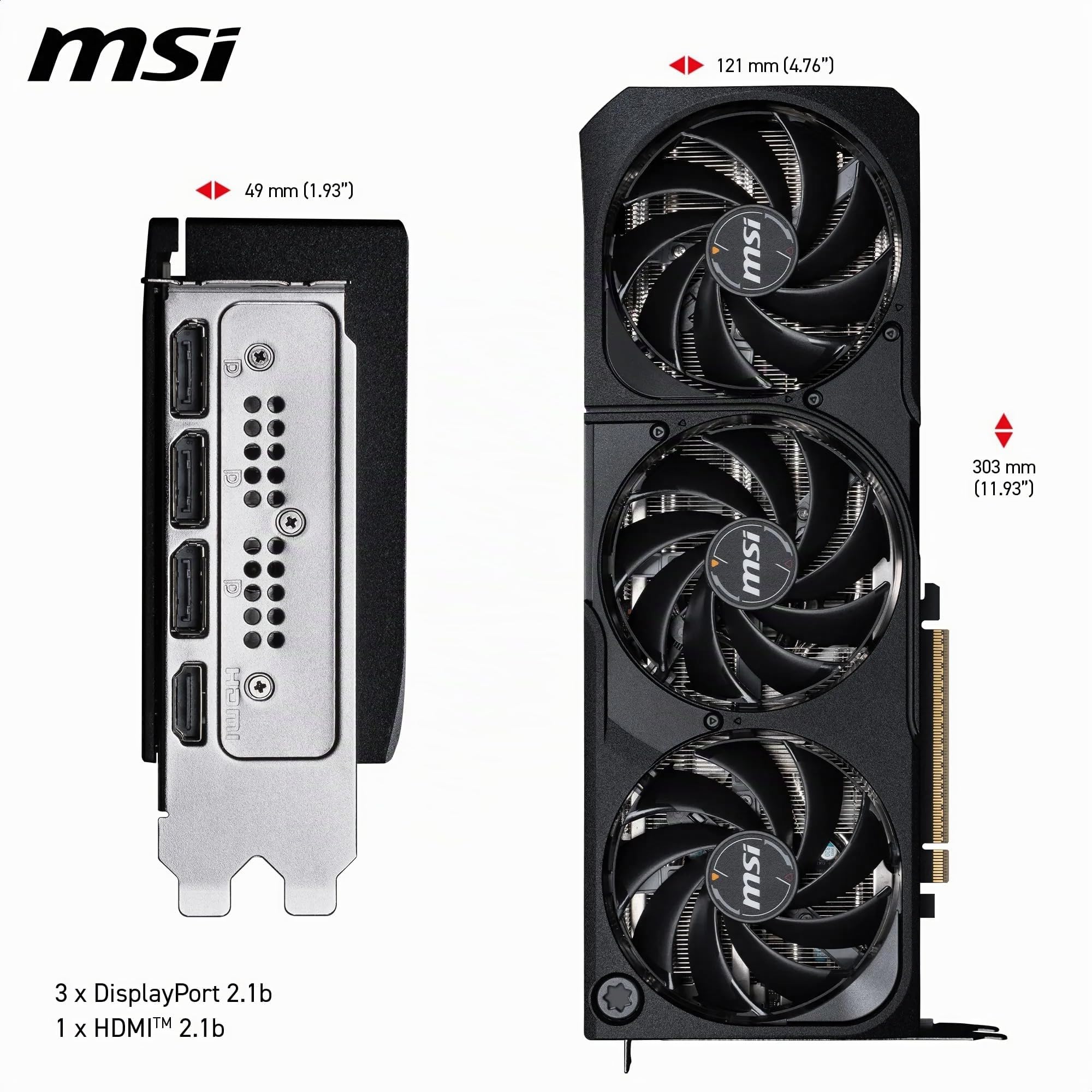MSI GeForce RTX 5080 16G Shadow 3X OC — 16GB GDDR7 (30Gbps/256-bit), PCIe 5, Boost: 2640 MHz, HDMI 2.1b, DisplayPort 2.1b
