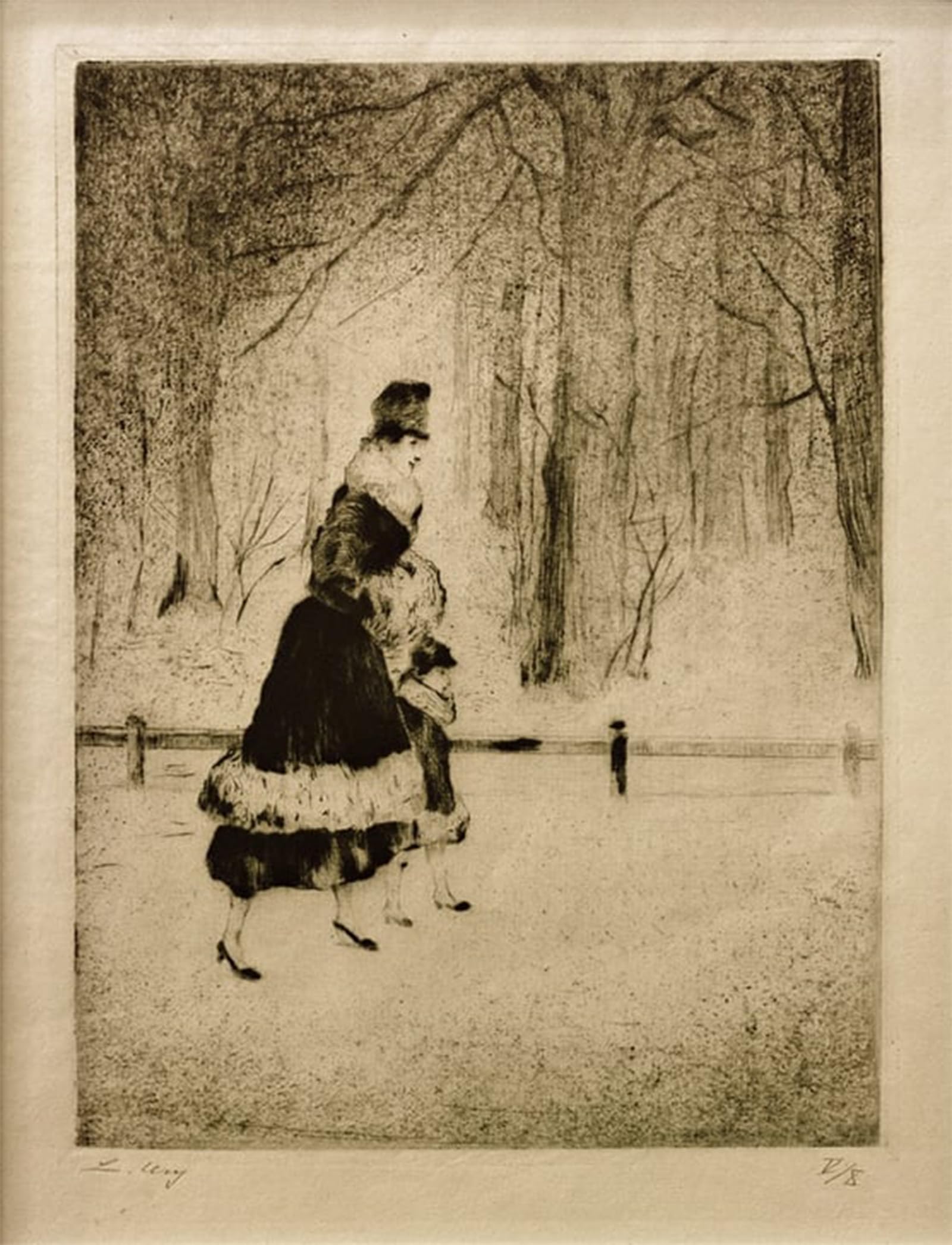 ARTXLXXBN Famous Art Print Poster Vintage Wall Art Lady with Child in the Tiergarten by Lesser Ury Canvas Art Poster for Home Decor 60x90cm