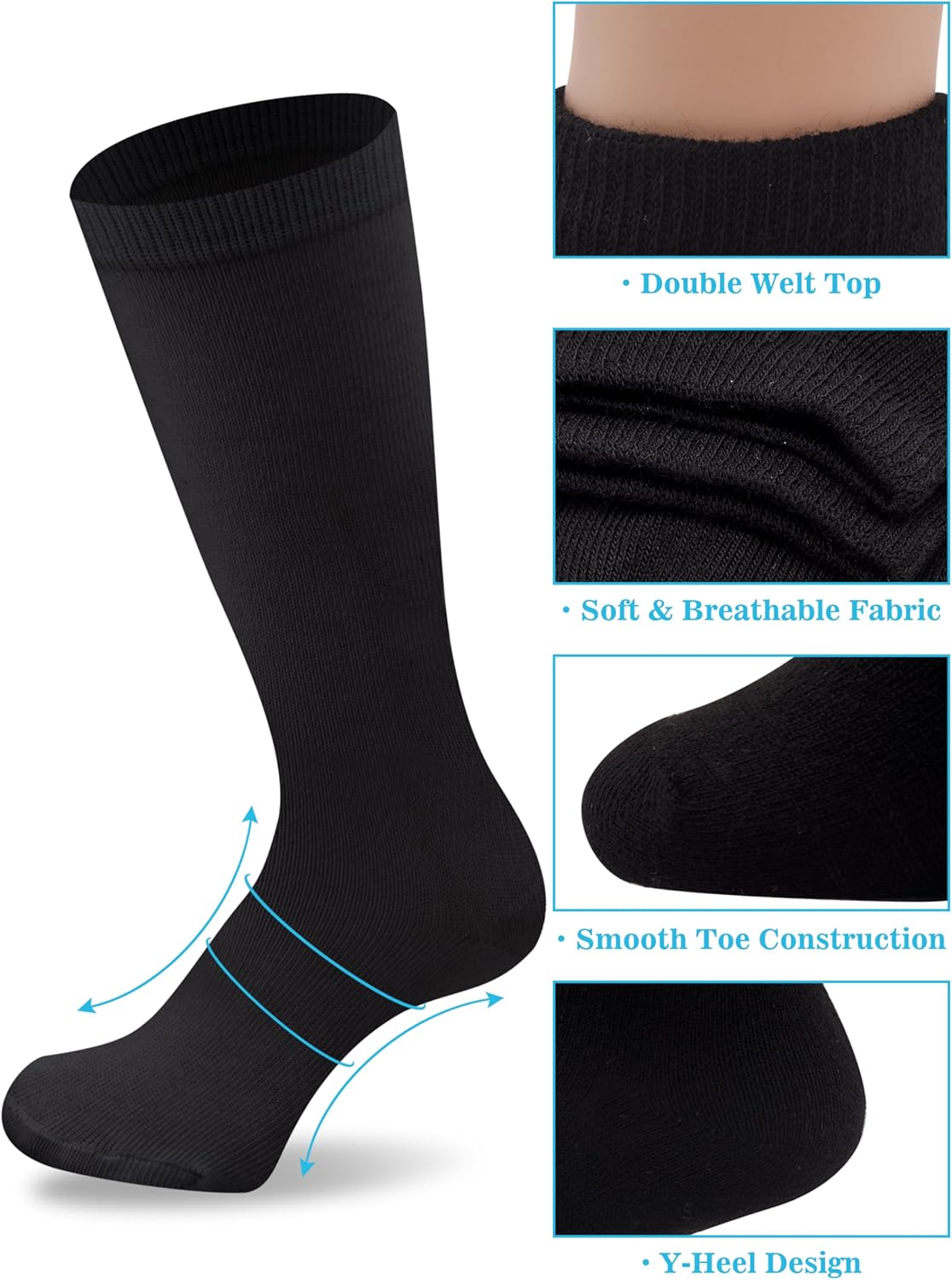 Duufin 8 Pairs Soccer Baseball Softball Football Socks for Youth Boys Girls Kids Unisex Knee High Athletic Socks - Image 5