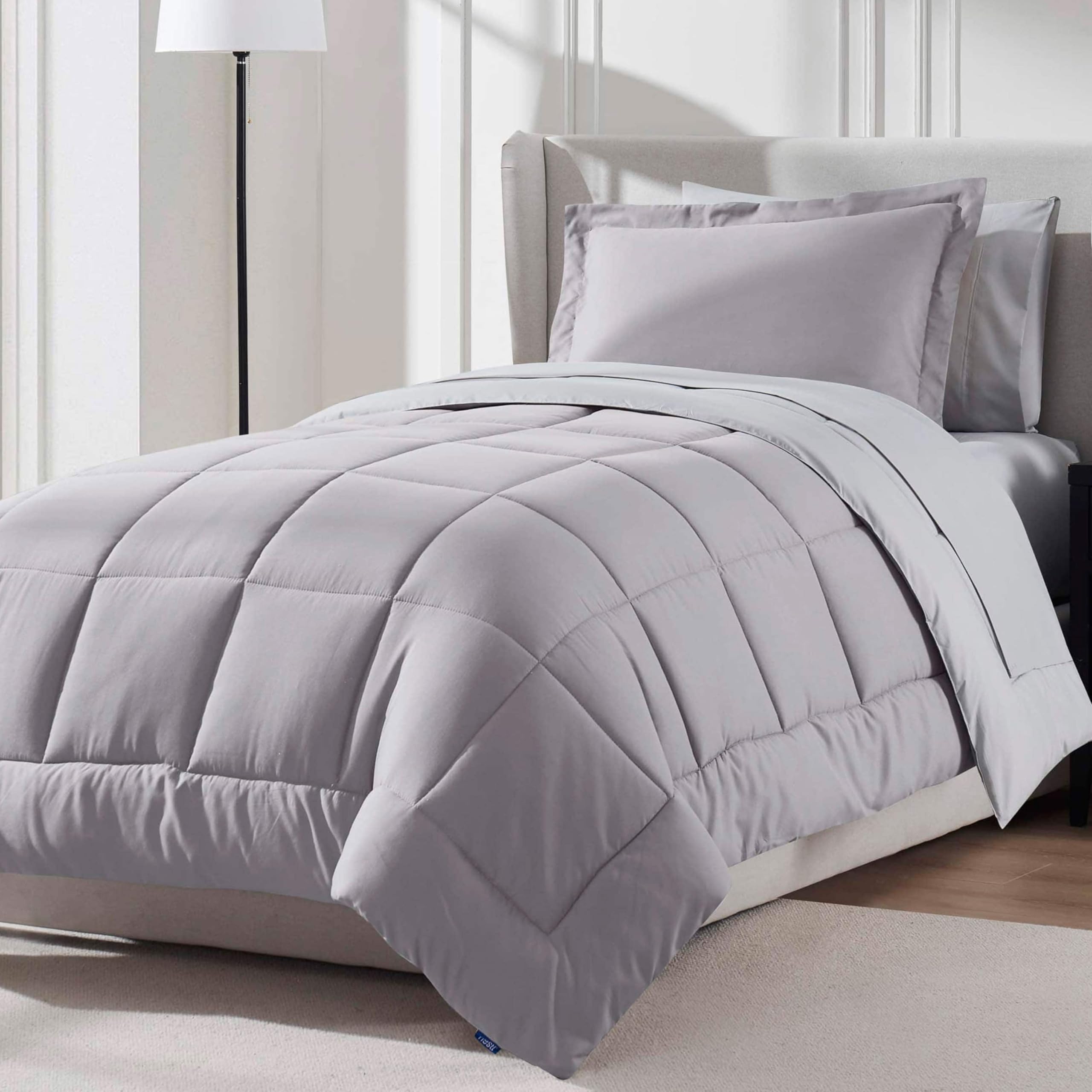 Nestl Comforter Set, Microfiber Polyester, Grey Lavender, Twin